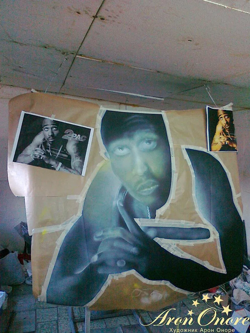 Эскиз аэрографии на машине Mitsubishi 2PAC